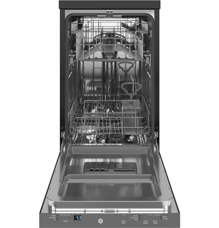 GE(R) 18" Stainless Steel Interior Portable Dishwasher with Sanitize Cycle-(GPT145SSLSS)