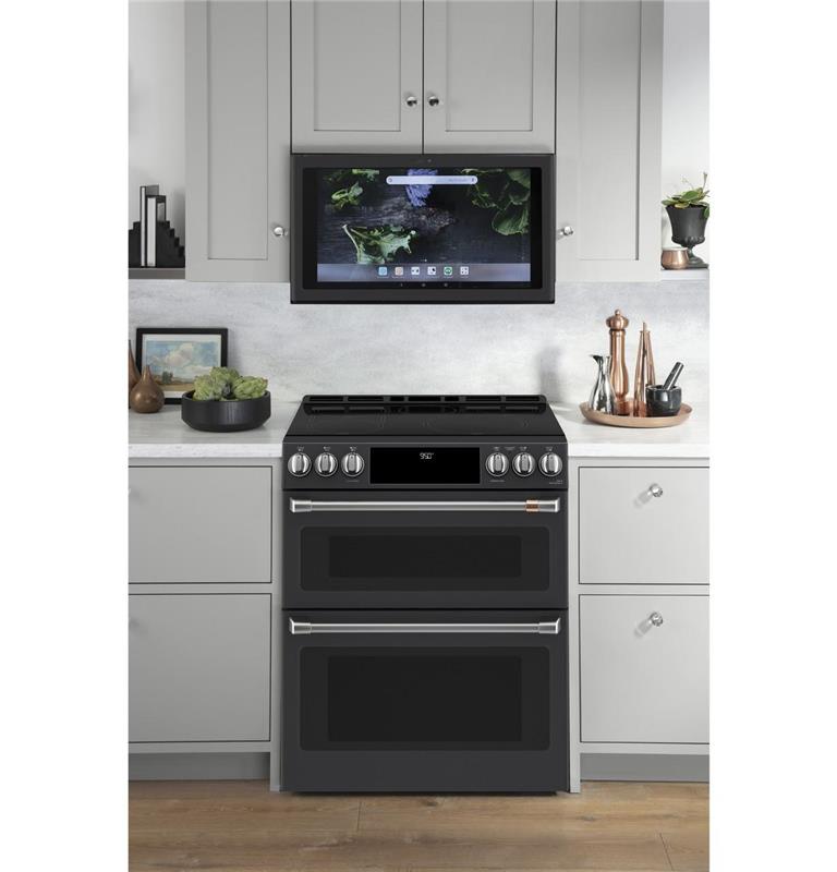 Caf(eback)(TM) 30" Smart Slide-In, Front-Control, Induction and Convection Double-Oven Range-(CHS950P3MD1)