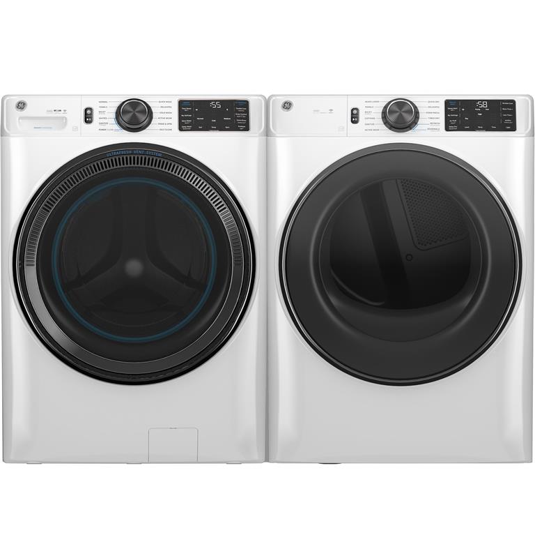 GE(R) 7.8 cu. ft. Capacity Smart Front Load Electric Dryer with Steam and Sanitize Cycle-(GFD65ESSVWW)