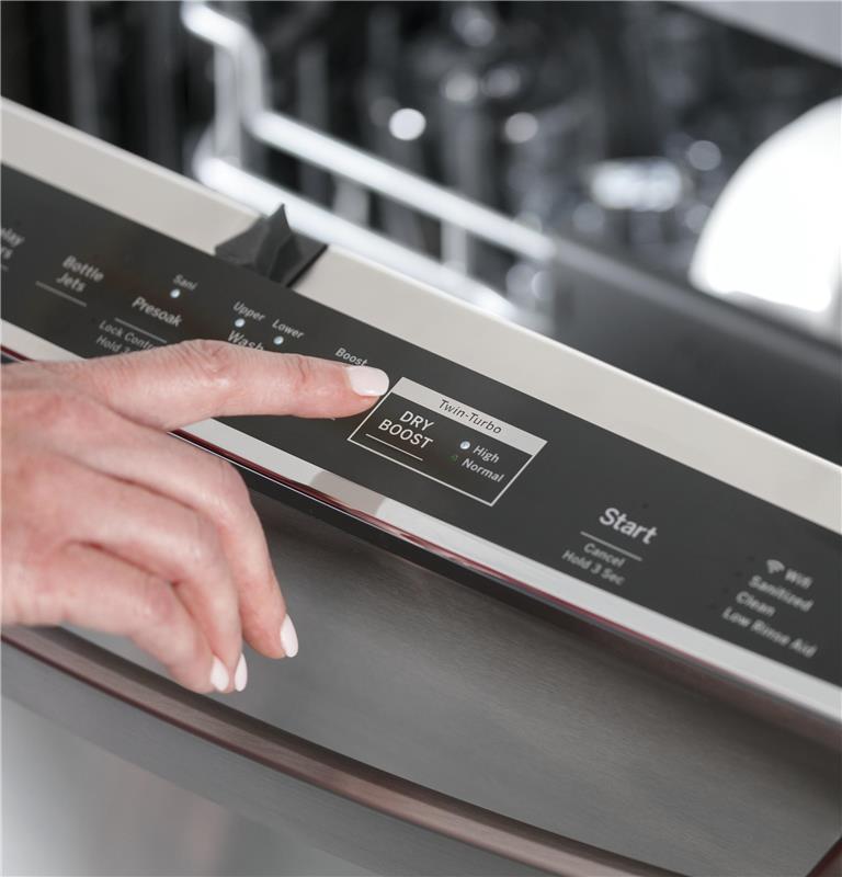GE Profile(TM) Top Control with Stainless Steel Interior Dishwasher with Sanitize Cycle & Twin Turbo Dry Boost-(PDT775SBNTS)