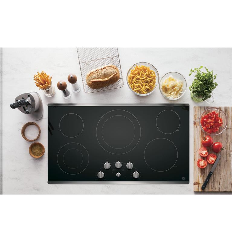 GE(R) 36" Built-In Knob Control Electric Cooktop-(JP3536SJSS)