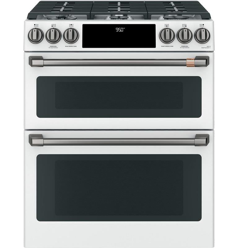 Caf(eback)(TM) 30" Smart Slide-In, Front-Control, Dual-Fuel, Double-Oven Range with Convection-(C2S950P4MW2)