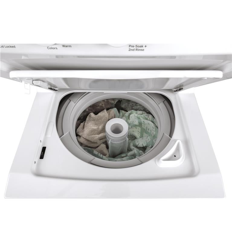 GE Unitized Spacemaker(R) 2.3 cu. ft. Capacity Washer with Stainless Steel Basket and 4.4 cu. ft. Capacity Electric Dryer-(GUD24ESSMWW)