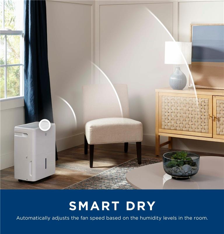 GE(R) 35 Pint ENERGY STAR(R) Portable Dehumidifier with Smart Dry for Very Damp Spaces-(ADYR35LC)