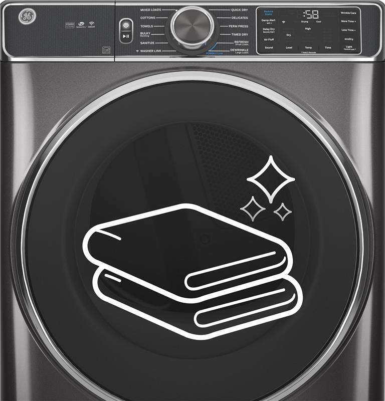 GE(R) 7.8 cu. ft. Capacity Smart Front Load Electric Dryer with Steam and Sanitize Cycle-(GFD85ESPNDG)