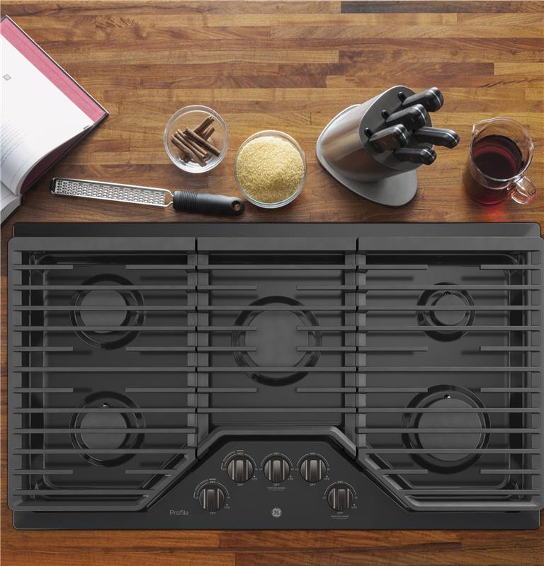 GE Profile(TM) 36" Built-In Gas Cooktop with an Optional Extra-Large Cast Iron Griddle-(PGP7036BMTS)