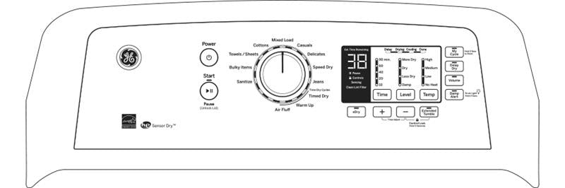 GE(R) 7.4 cu. ft. Capacity aluminized alloy drum Electric Dryer with HE Sensor Dry-(GTD65EBPLDG)