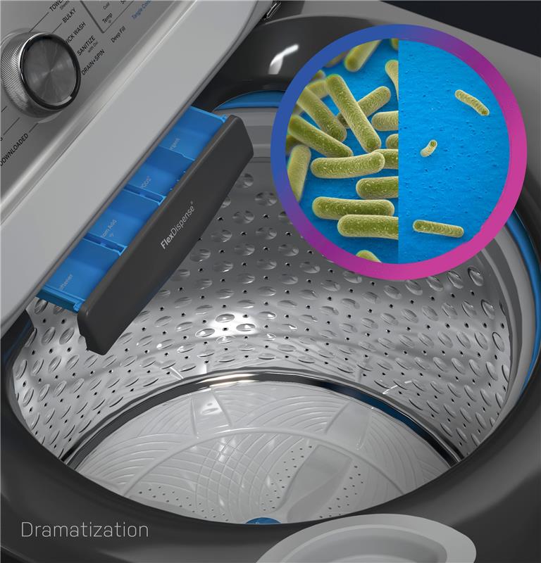 GE Profile(TM) 5.0 cu. ft. Capacity Washer with Smarter Wash Technology and FlexDispense(TM)-(PTW600BSRWS)