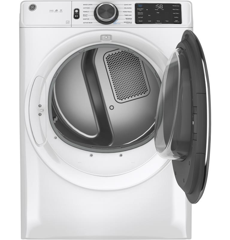 GE(R) 7.8 cu. ft. Capacity Smart Front Load Gas Dryer with Steam and Sanitize Cycle-(GFD65GSSNWW)