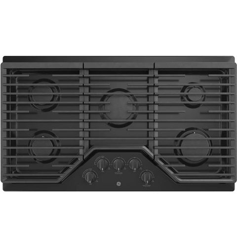 GE(R) 36" Built-In Gas Cooktop with 5 Burners and Dishwasher Safe Grates-(JGP5036DLBB)