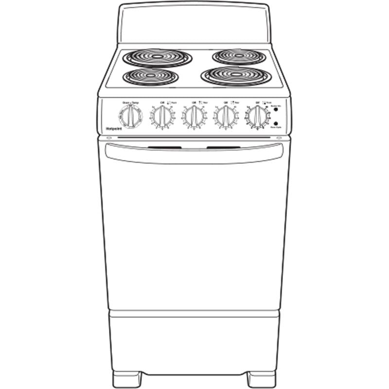 Hotpoint(R) 20" Electric Free-Standing Front-Control Electric Range-(RAS200DMWW)