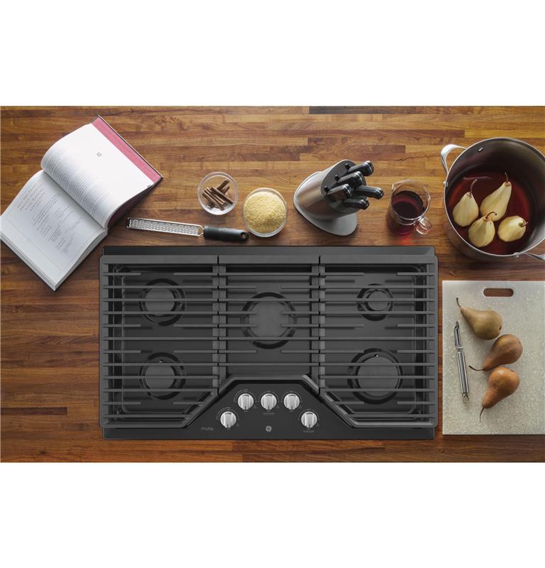 GE Profile(TM) 36" Built-In Gas Cooktop with Optional Extra-Large Cast Iron Griddle-(PGP7036DLBB)