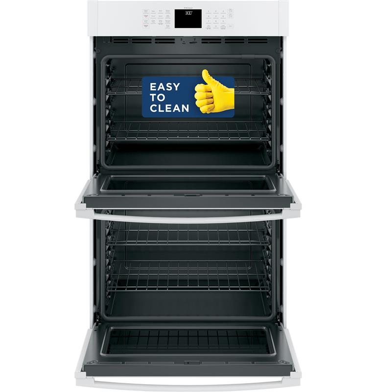 GE(R) 30" Smart Built-In Self-Clean Double Wall Oven with Never-Scrub Racks-(JTD3000DNWW)