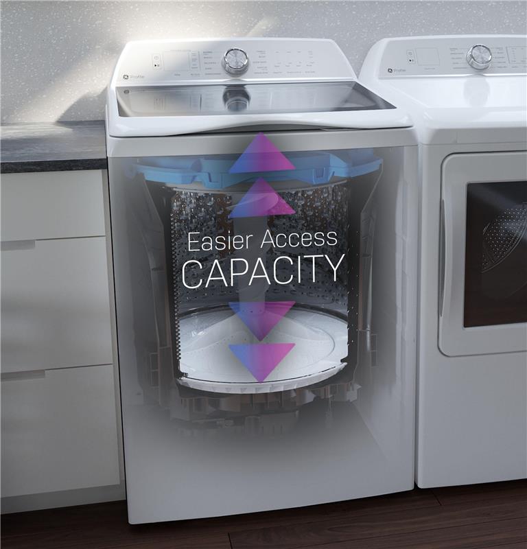 GE Profile(TM) 5.4 cu. ft. Capacity Washer with Smarter Wash Technology and FlexDispense(TM)-(PTW700BSTWS)
