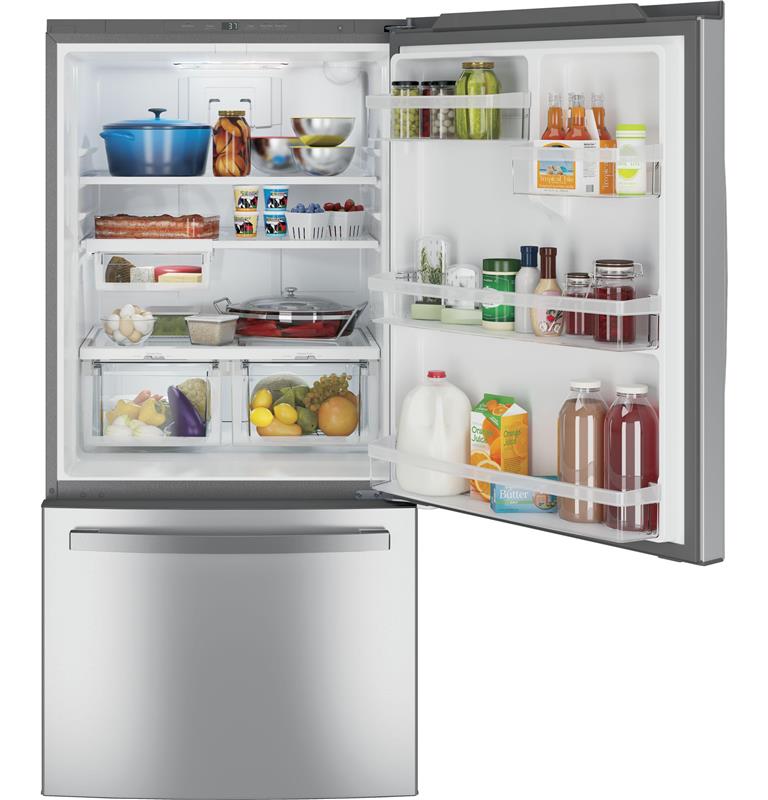 GE(R) ENERGY STAR(R) 24.8 Cu. Ft. Bottom-Freezer Drawer Refrigerator-(GDE25EYKFS)