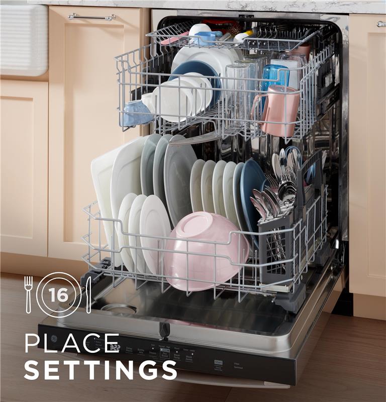 GE(R) Top Control with Stainless Steel Interior Dishwasher with Sanitize Cycle-(GDT670SGVWW)