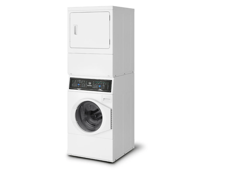 Speed Queen SF7 Stacked White Washer & Electric Dryer | Sanitize | Fast Cycle Times | 5-Year Warranty-(SF7003WE)