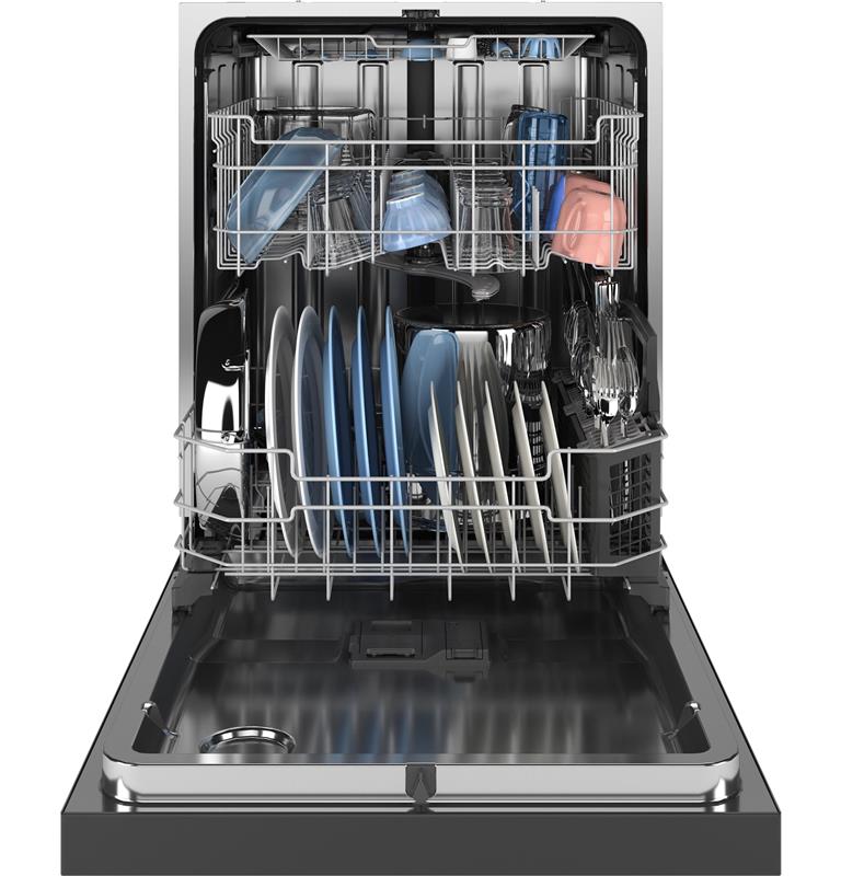 GE(R) Front Control with Stainless Steel Interior Dishwasher with Sanitize Cycle-(GDF650SMVES)