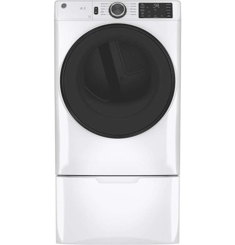 GE(R) 7.8 cu. ft. Capacity Smart Front Load Electric Dryer with Sanitize Cycle-(GFD55ESSNWW)