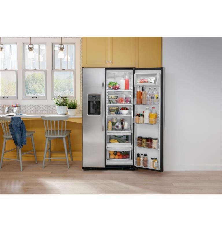 GE(R) 23.0 Cu. Ft. Side-By-Side Refrigerator-(GSS23GGPWW)