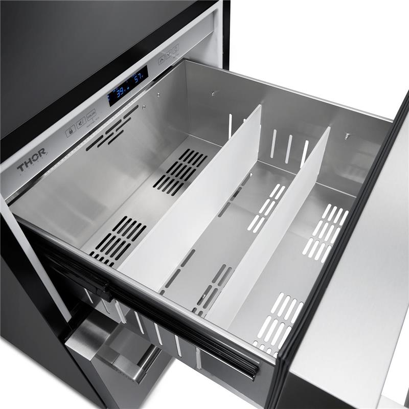 24 Inch Indoor Outdoor Refrigerator Drawer In Stainless Steel-(THRK:TRF24U)