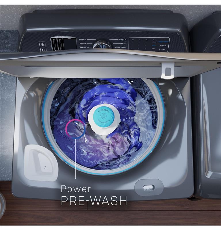 GE Profile(TM) 5.3 cu. ft. Capacity Washer with Smarter Wash Technology and FlexDispense(TM)-(PTW905BPTDG)
