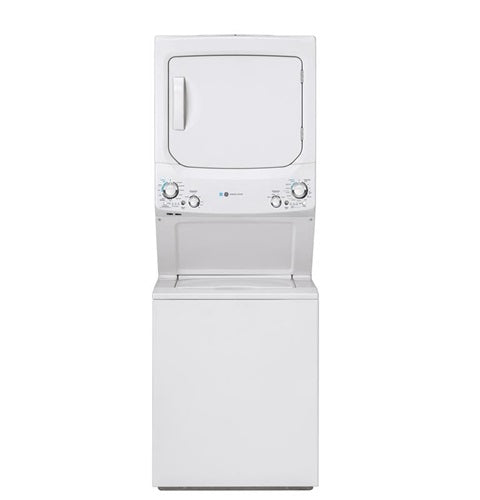 GE Unitized Spacemaker(R) ENERGY STAR(R) 3.9 cu. ft. Capacity Washer with Stainless Steel Basket and 5.9 cu. ft. Capacity Electric Dryer-(GUD27EESNWW)