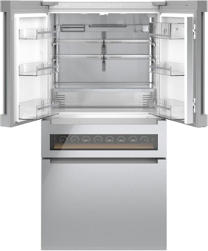 800 Series French Door Bottom Mount Refrigerator, Glass door 36" Stainless Steel-(B36CL81ENG)